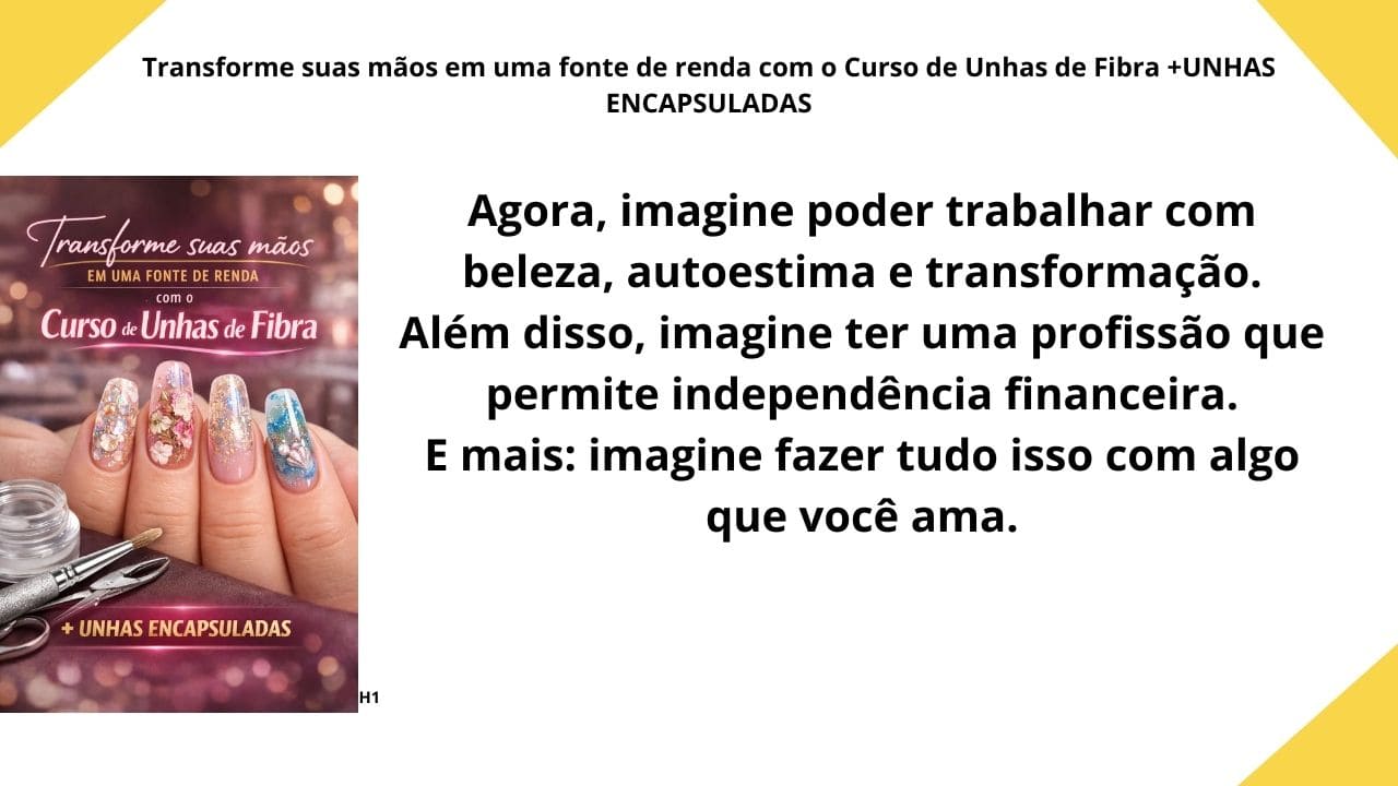 Formação completa em unhas de fibra, com aprendizado progressivo do nível iniciante ao avançado para atuação profissional.