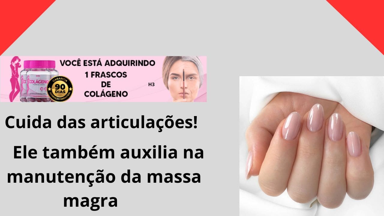 Imagem promocional explicando o segredo da fórmula Dream Colágeno, destacando ingredientes e benefícios para pele, cabelos e unhas, associados à beleza e bem-estar.