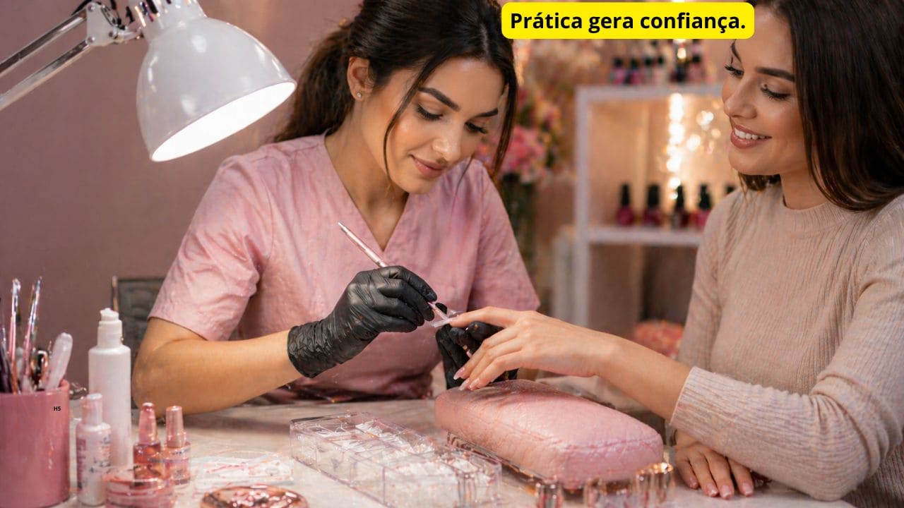 Mensagem motivacional destacando que o aprendizado prático ajuda a desenvolver confiança e segurança profissional.