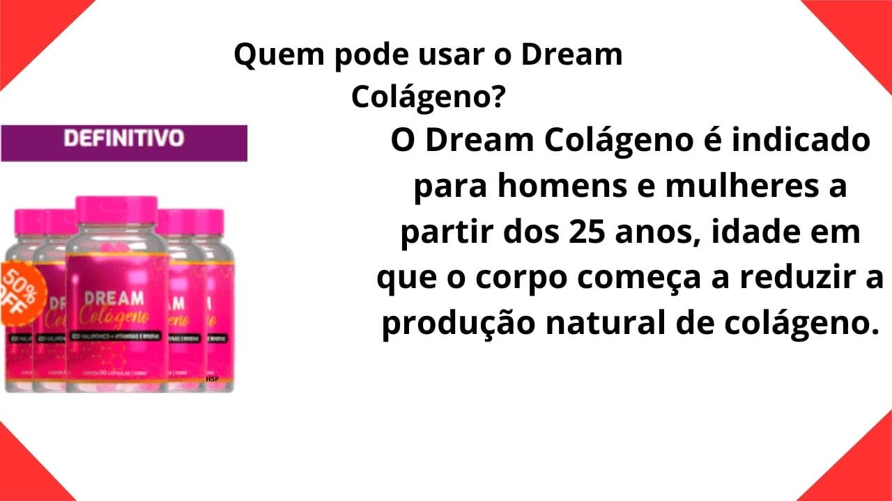 Imagem destacando os benefícios e diferenciais do Dream Colágeno, como qualidade, absorção e suporte para pele, cabelos, unhas e articulações.
