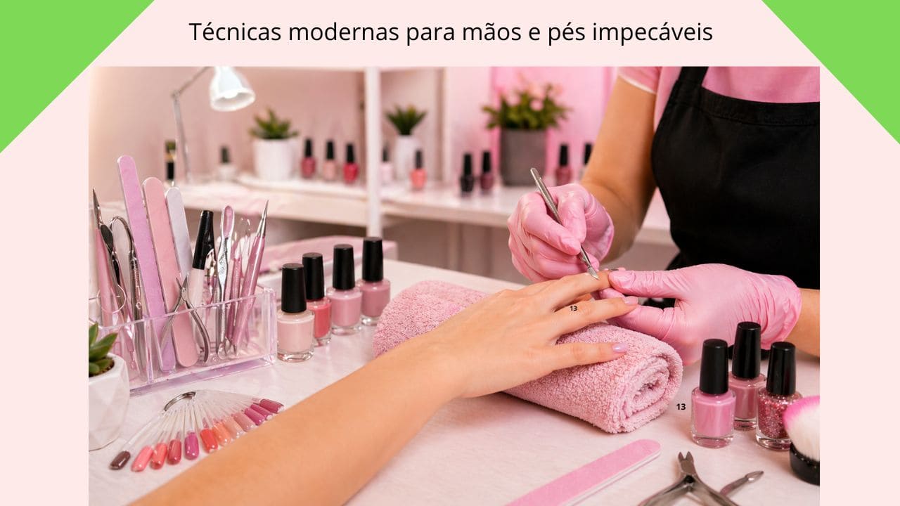 Curso ensinando técnicas modernas de manicure e pedicure para deixar mãos e pés impecáveis