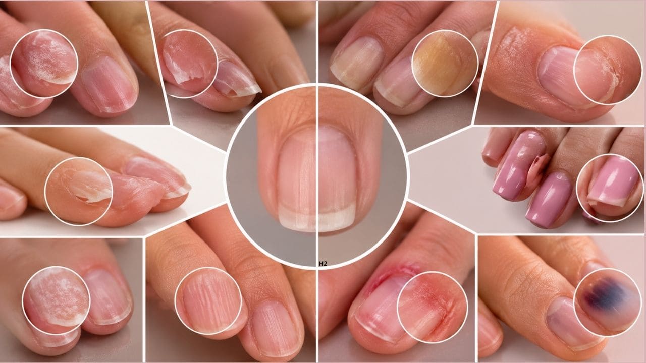 Manicure com expressão preocupada observando unhas mal finalizadas durante atendimento em salão de beleza.
