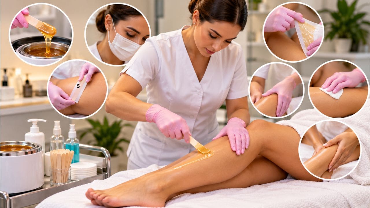 Profissional realizando procedimento de depilação com técnica, precisão e cuidado com a pele