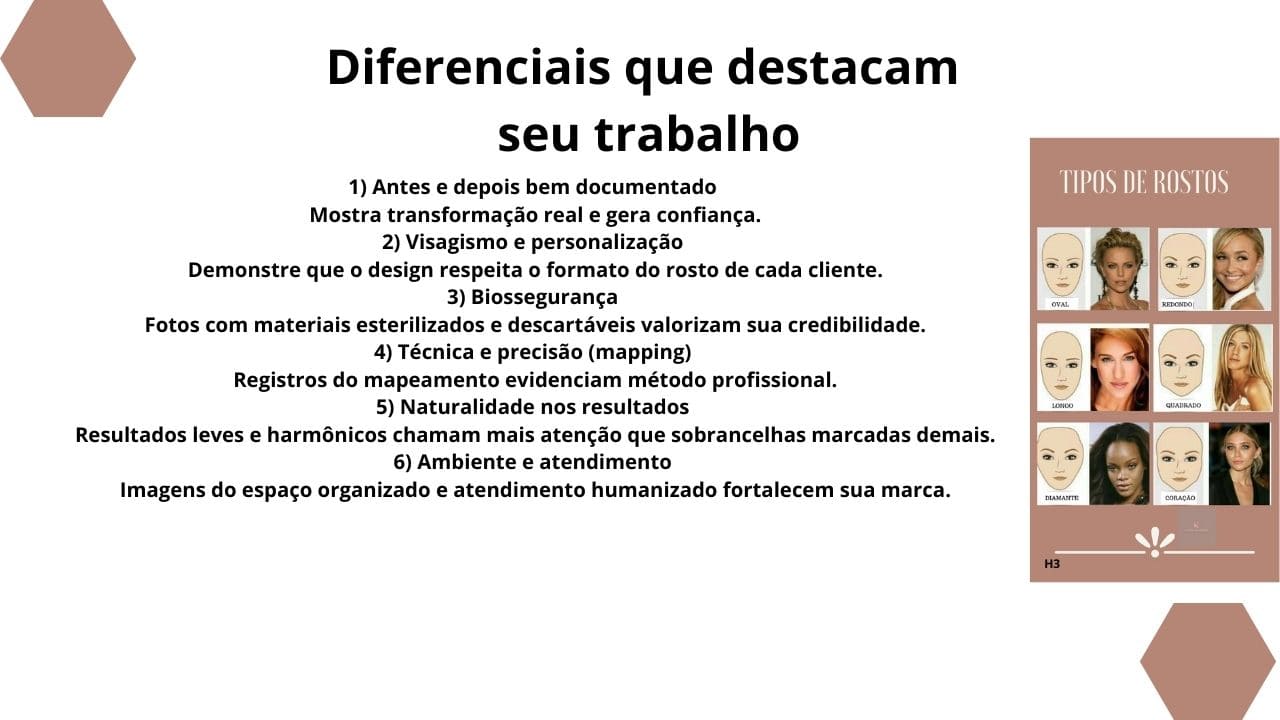  Representação dos principais diferenciais profissionais que evidenciam competência, exclusividade e valor do trabalho realizado.