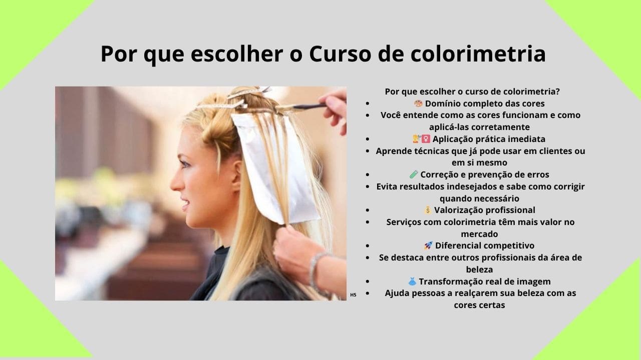 Escolher o curso de colorimetria é investir em um aprendizado prático e completo, que proporciona domínio das técnicas, mais confiança na aplicação e resultados mais precisos e profissionais.