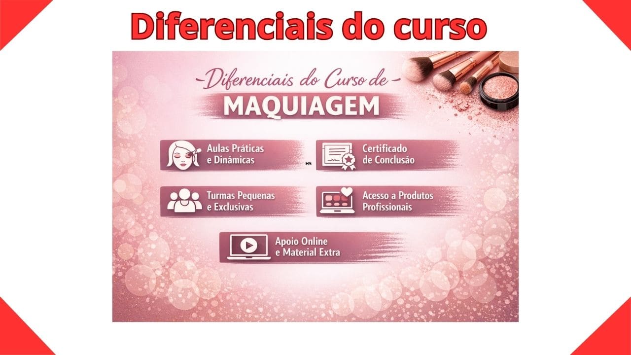 Seção com o título “Diferenciais do curso”, destacando os principais benefícios, vantagens e características exclusivas da formação.