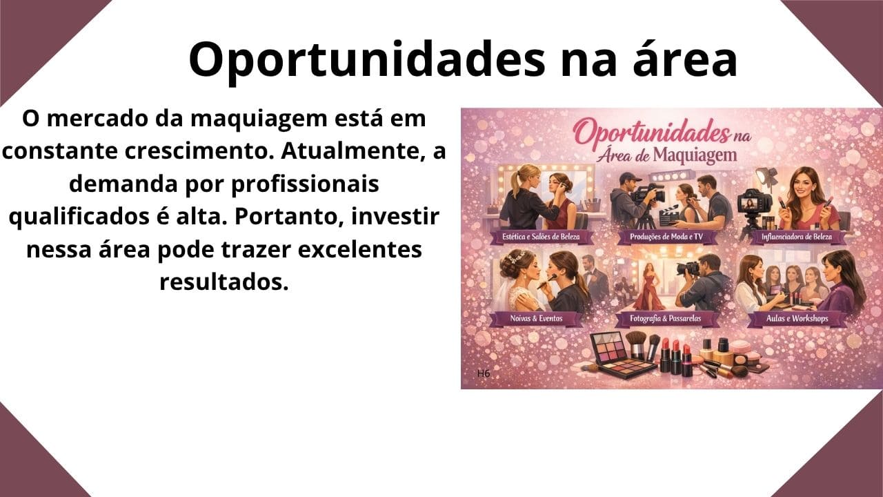 Seção com o título “Oportunidades na área”, apresentando possibilidades de carreira, mercado de trabalho e áreas de atuação relacionadas ao curso.