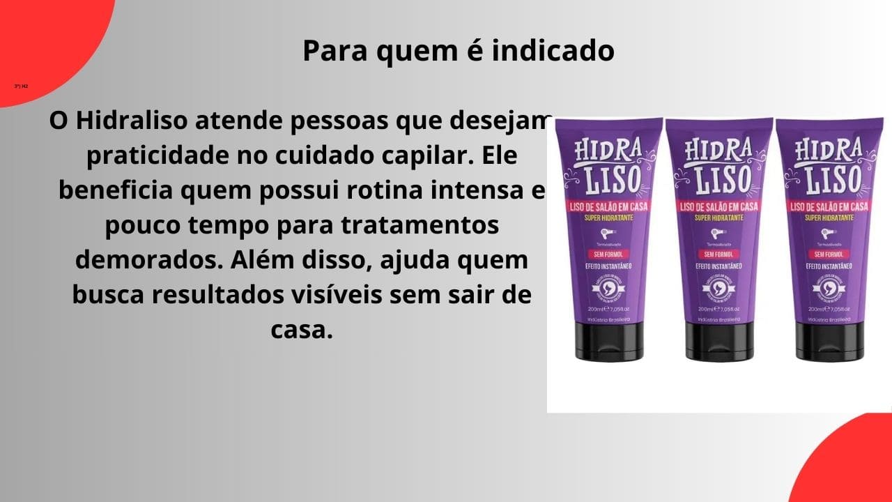 Seção informativa explicando para quais perfis de pessoas o produto ou serviço é recomendado.