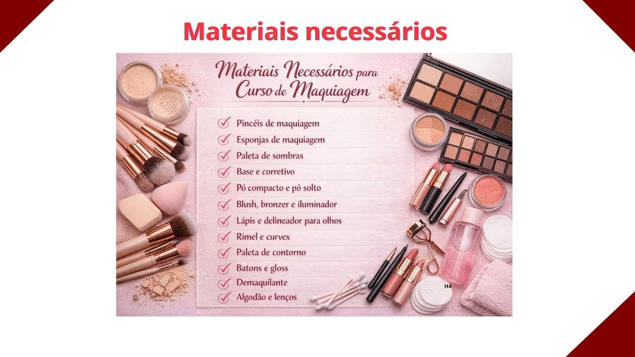 Seção com o título “Materiais necessários”, listando os itens e recursos indispensáveis para acompanhar o curso.