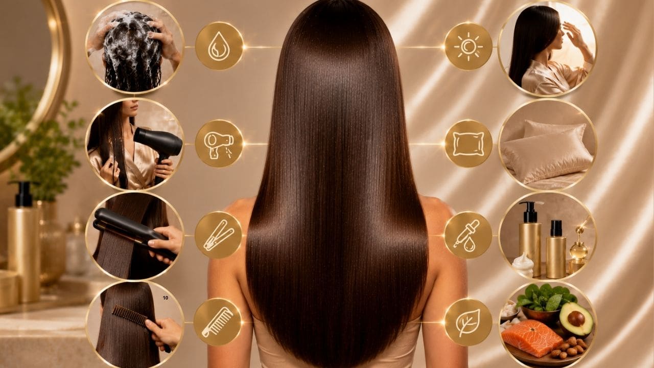 imagem de Como Manter o Efeito Liso por Muito Cabelos lisos, brilhantes e alinhados após tratamento progressivo, demonstrando cuidados que prolongam o efeito liso e reduzem o frizz por mais tempo.
