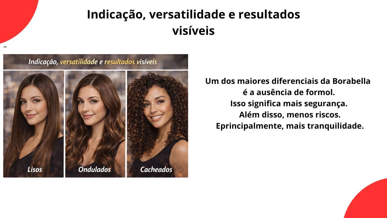Três mulheres com cabelos liso, ondulado e cacheado, todos com aparência saudável, alinhada e brilhante, representando versatilidade e resultados visíveis.