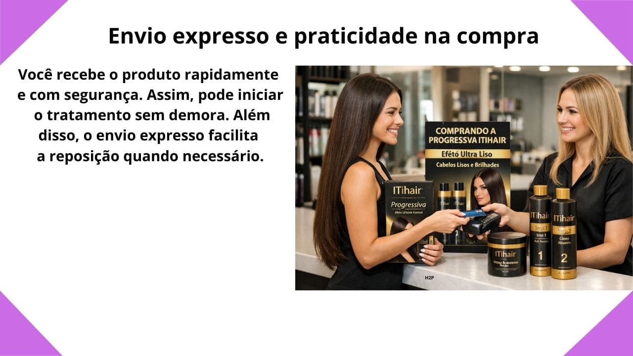 Embalagem da progressiva Itihair pronta para envio, representando compra online prática e entrega rápida ao cliente.