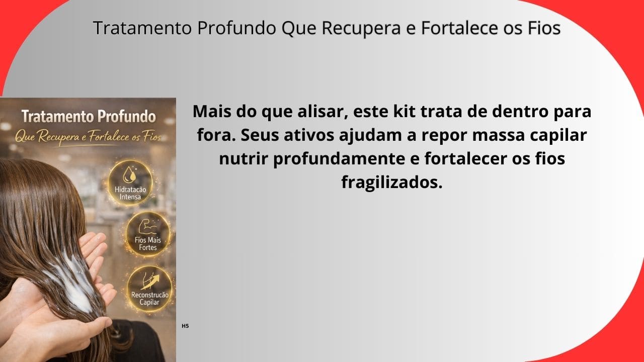 Tratamento capilar profundo que recupera a fibra capilar, fortalece os fios e devolve resistência, brilho e vitalidade aos cabelos.