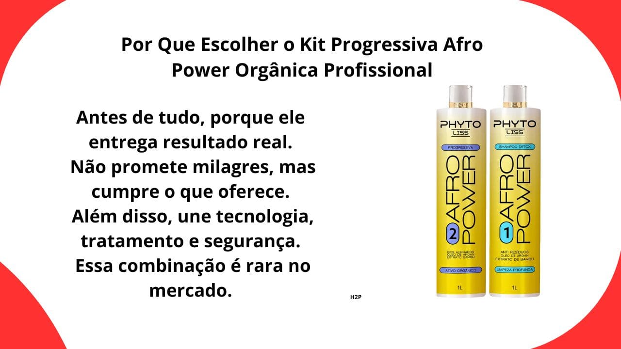 “Kit Progressiva Afro Power Orgânica Profissional oferecendo alisamento eficaz, redução de frizz e cuidado completo dos fios.”