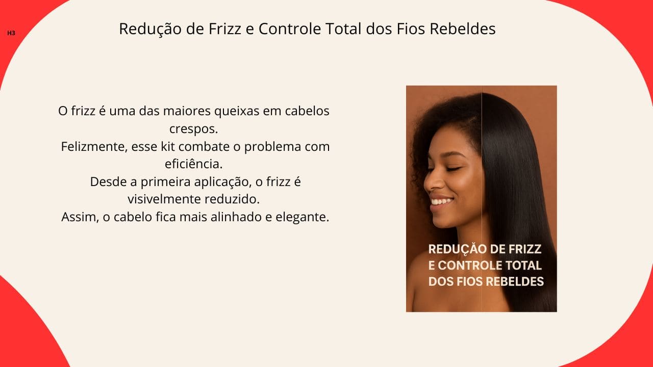 “Cabelos alinhados, sem frizz e com controle total dos fios rebeldes após tratamento capilar profissional.