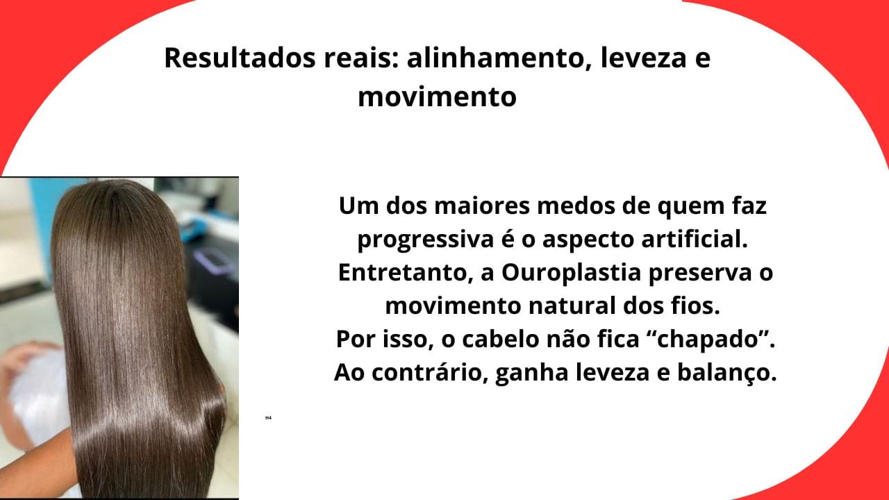 Cabelo com alinhamento natural, leveza e movimento após tratamento capilar sem formol.
