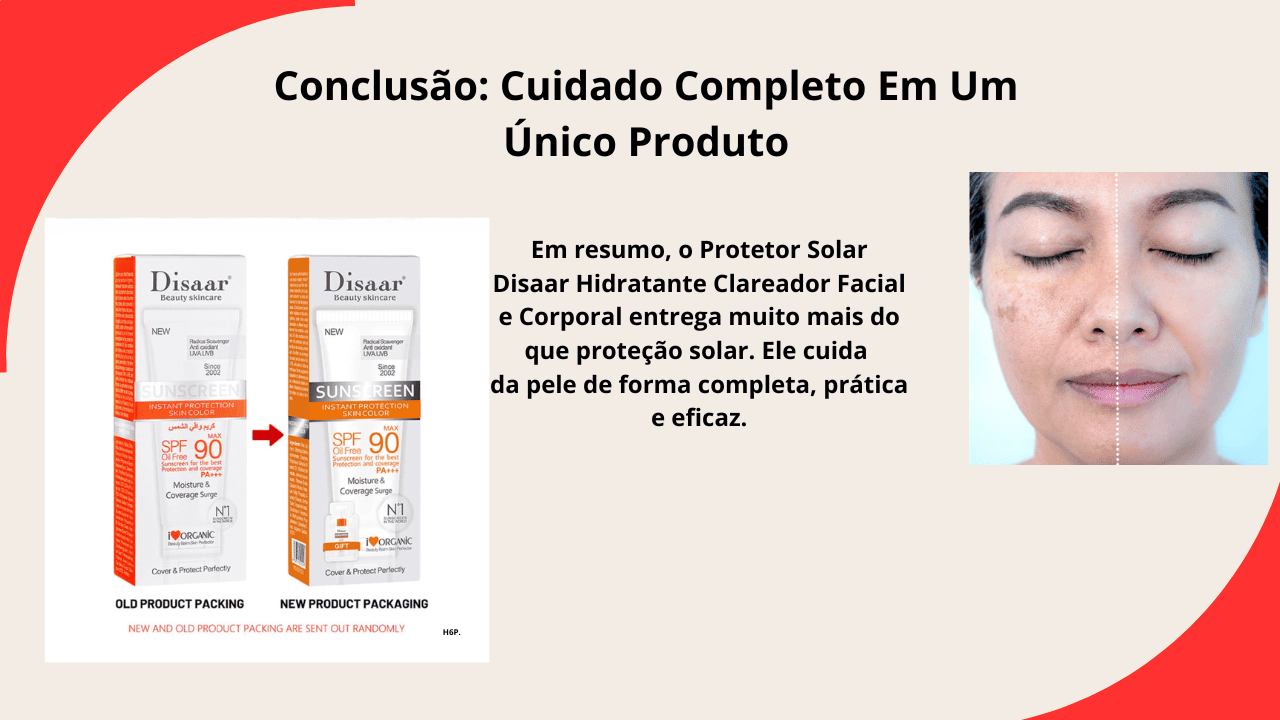 Título de conclusão destacando que o produto oferece cuidado completo para a pele em uma única solução prática e eficiente.
