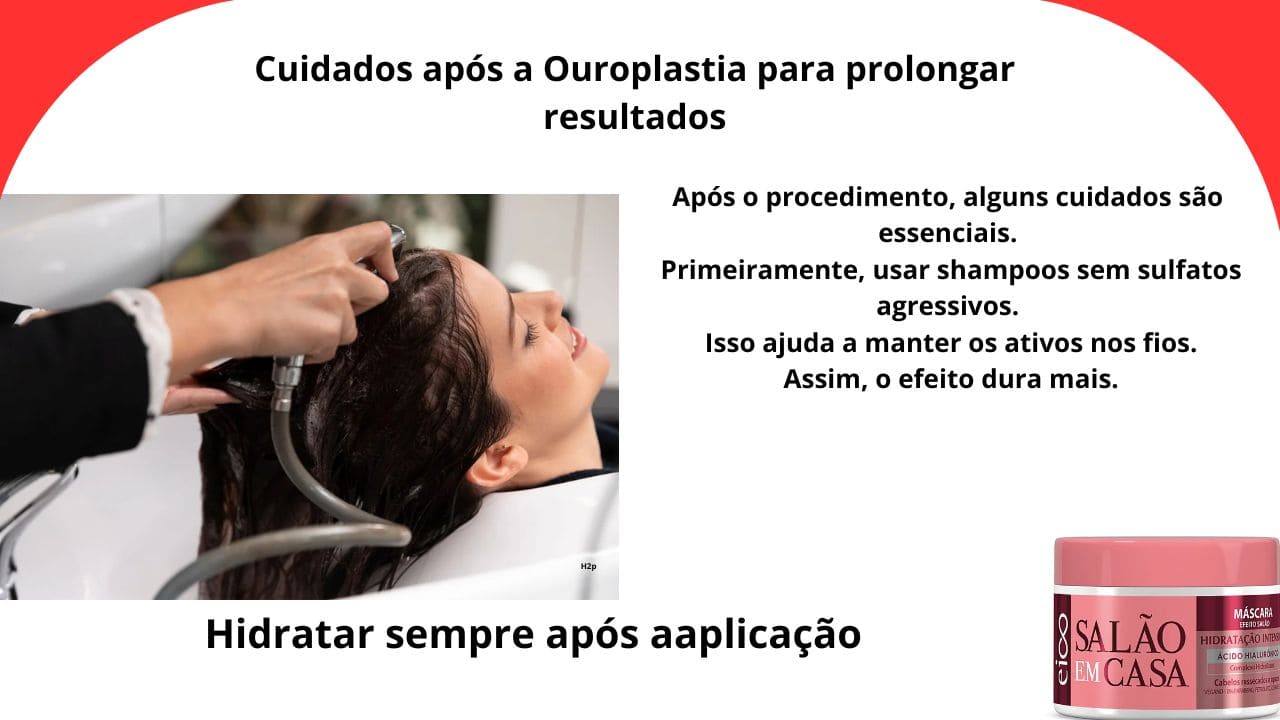 Cabelo saudável e brilhante após ouroplastia, representando cuidados capilares para prolongar os resultados do tratamento.