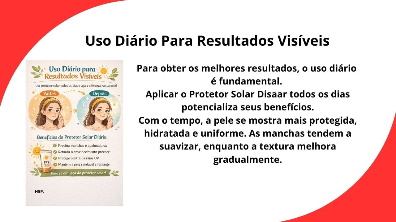 Título destacando que o uso diário do produto contribui para resultados visíveis e consistentes na aparência da pele.