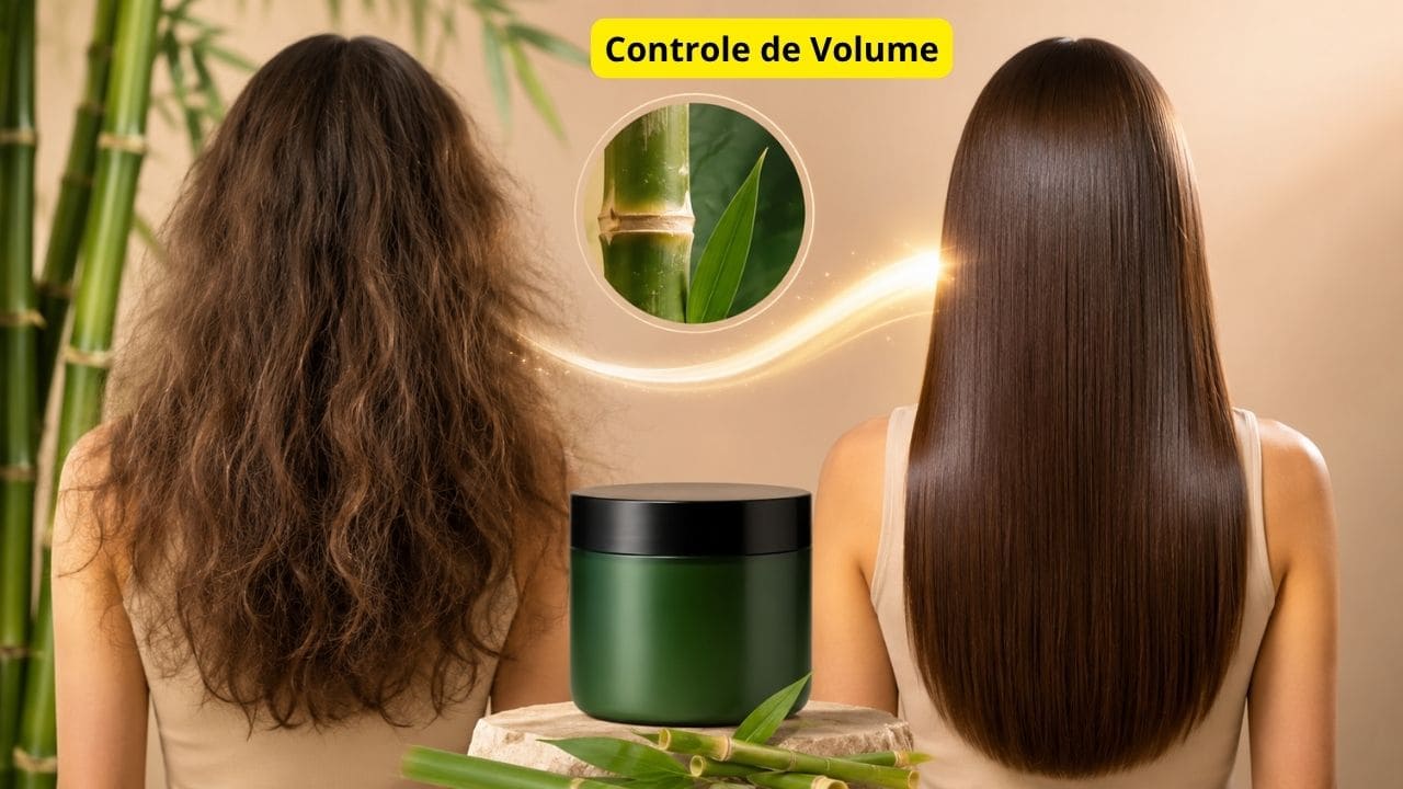 Cabelo liso, alinhado e com brilho intenso após tratamento de controle de volume com a Paiolla Máscara Bambu Lis Ciare.