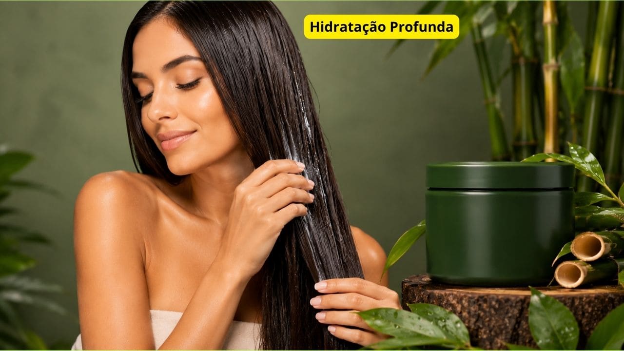 Cabelo hidratado, sedoso e brilhante após tratamento com a Máscara Bambu Lis Ciare.

