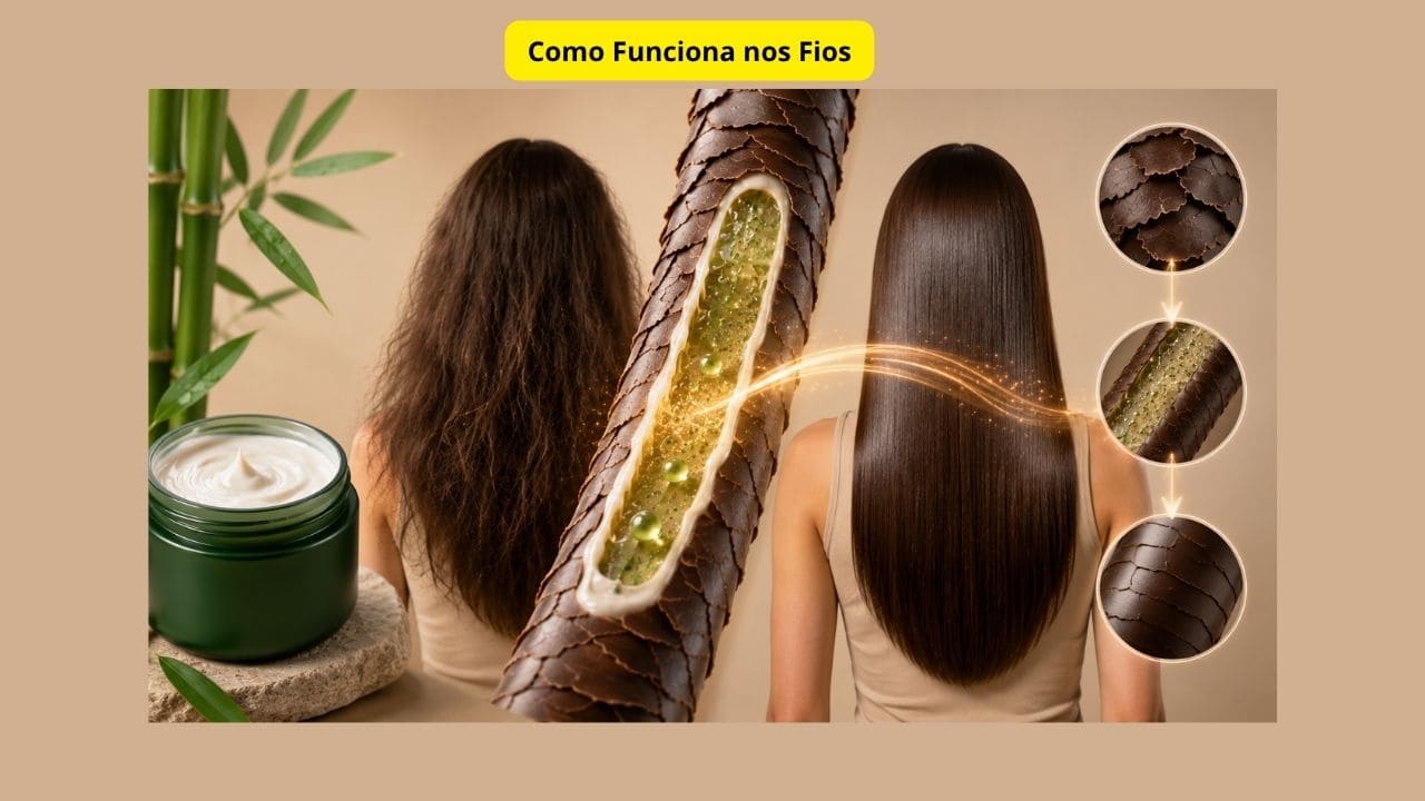 A Paiolla Máscara Bambu Lis Ciare age profundamente nos fios, hidratando, alinhando a fibra capilar e diminuindo o frizz para cabelos mais saudáveis ​​e brilhantes.