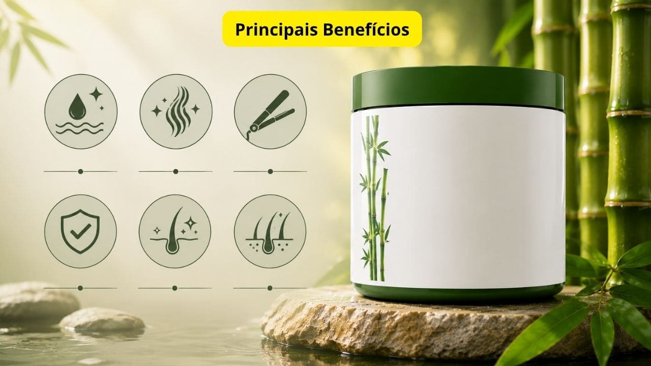 Cabelo liso, hidratado e com brilho destacando os principais benefícios da Máscara Bambu Lis Ciare.