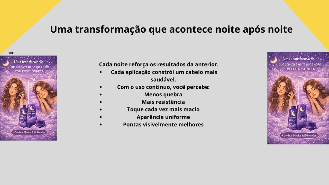 Transformação capilar noturna que acontece noite após noite, promovendo hidratação profunda, redução do frizz e fios mais saudáveis.”