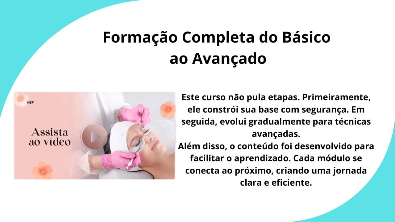 Profissional em treinamento aprendendo técnicas de extensão de cílios do nível básico ao avançado.