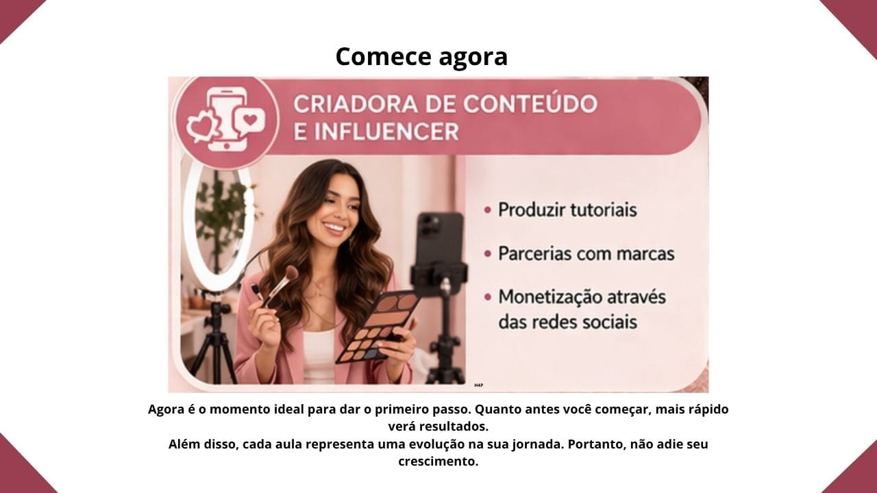 Convite para começar imediatamente o curso e dar início ao aprendizado