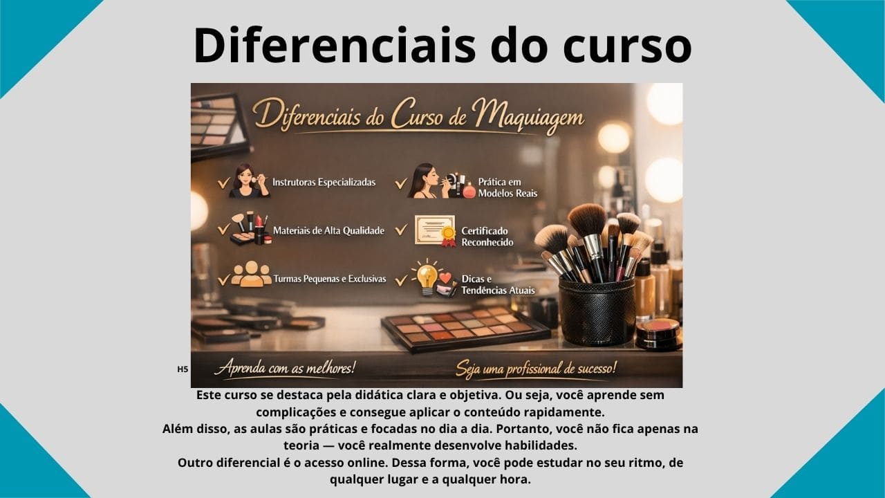 Descrição dos pontos fortes e vantagens exclusivas oferecidas pelo curso