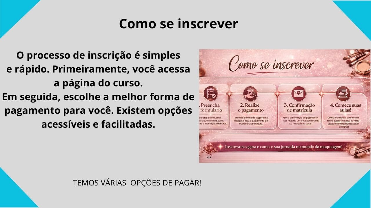 Instruções detalhadas sobre como se inscrever e participar do curso