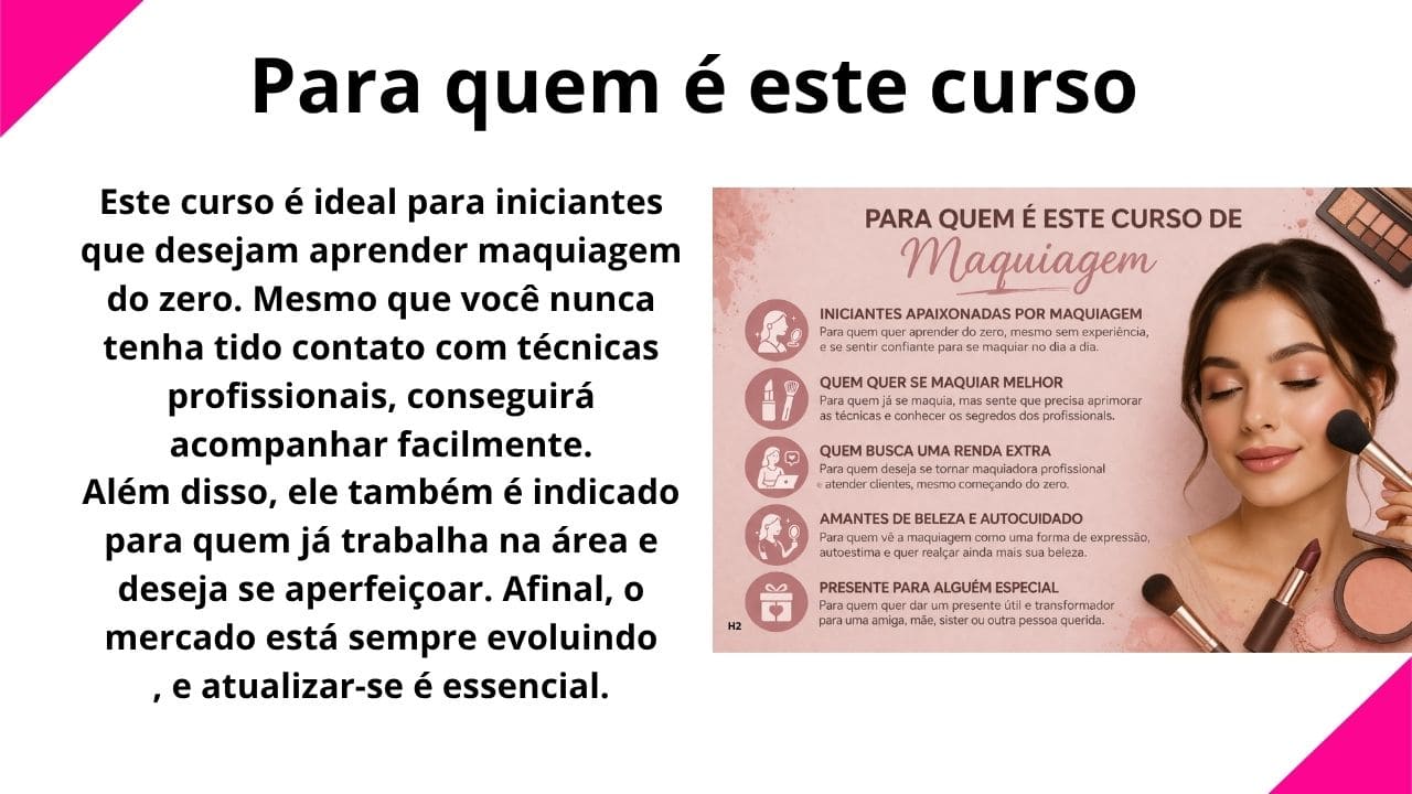 Descrição do público-alvo e do perfil recomendado para este curso