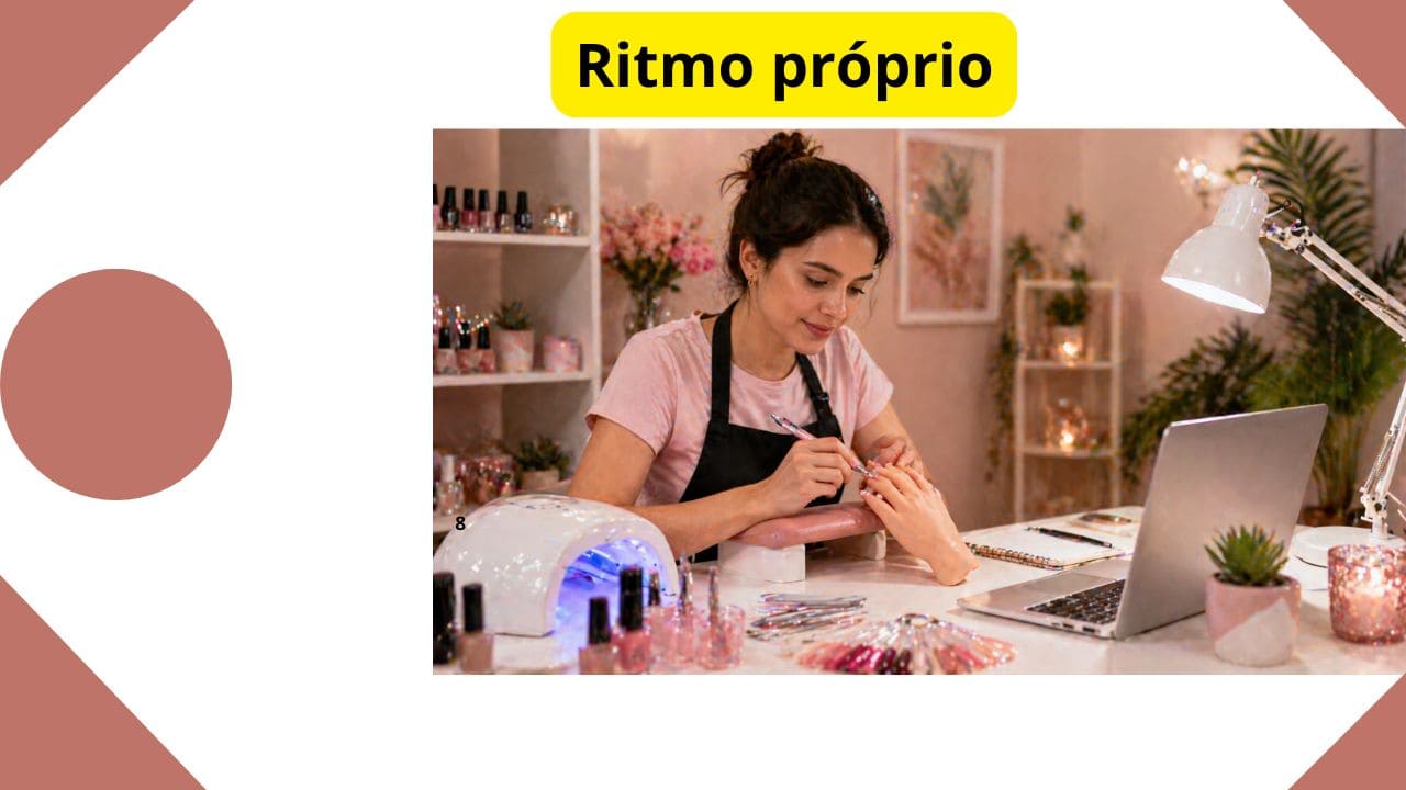 Imagem ilustrando uma pessoa estudando ou trabalhando de forma tranquila e flexível em seu próprio ritmo.