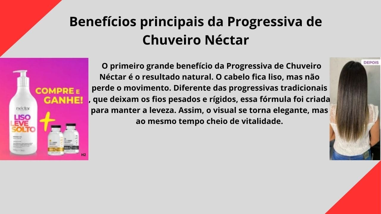 Pessoa aplicando progressiva de chuveiro Néctar nos cabelos durante o banho, com fios alinhados e com brilho.