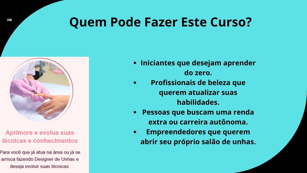Imagem de pessoas diversas aprendendo design de unhas, incluindo iniciantes e profissionais, em um ambiente de estudo prático.