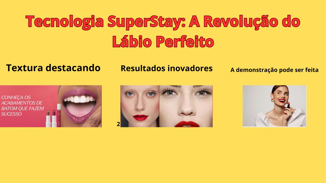 Imagem representando a tecnologia SuperStay aplicada ao batom, destacando longa duração, fixação intensa e conforto nos lábios.