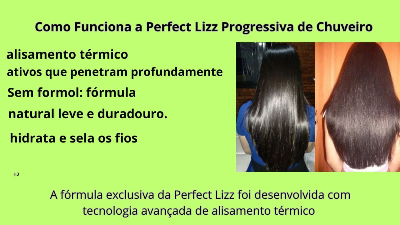 Como funciona a Perfect Lizz Progressiva de Chuveiro para alinhar e reduzir o frizz dos cabelos.