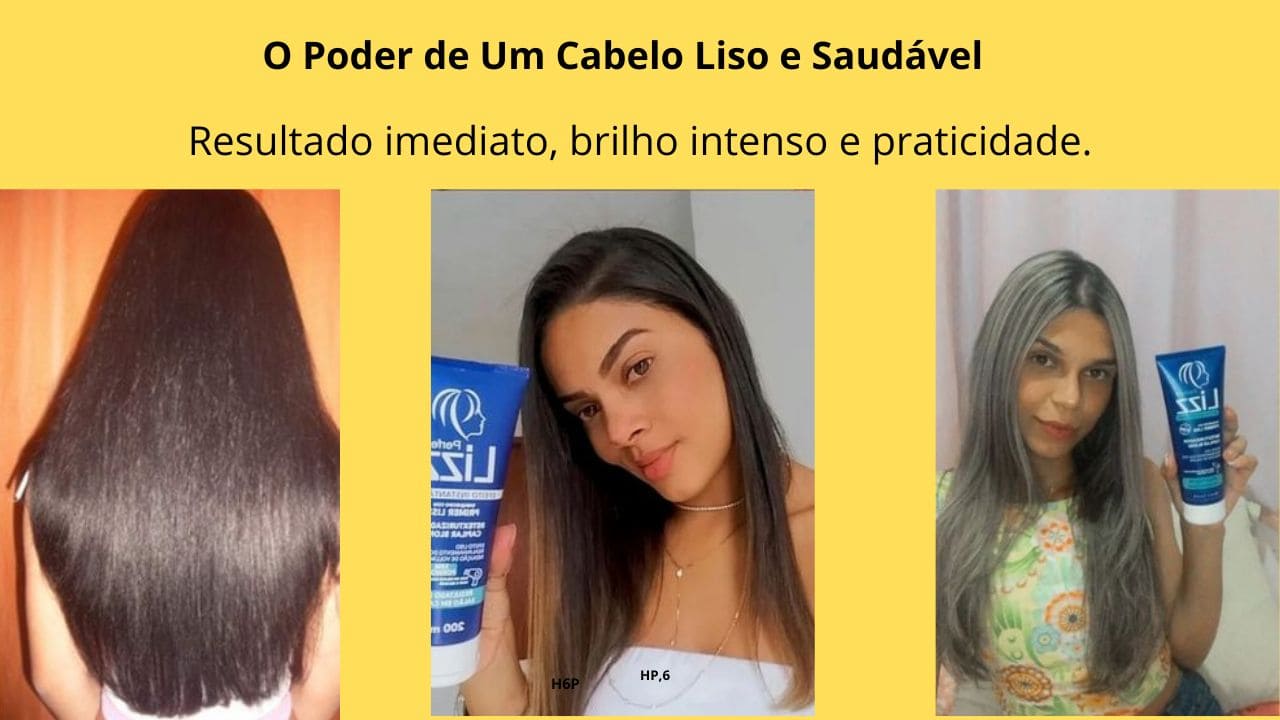 Mulher com cabelo liso, brilhante e saudável, transmitindo cuidado e autoestima.