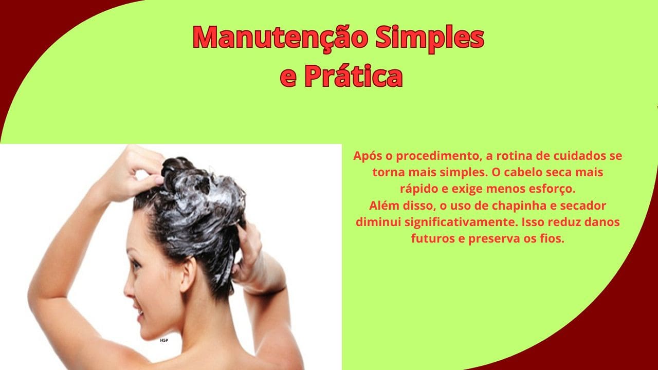 Cabelo bem cuidado no dia a dia, fios alinhados e saudáveis, mostrando facilidade de manutenção e praticidade na rotina de cuidados capilares.