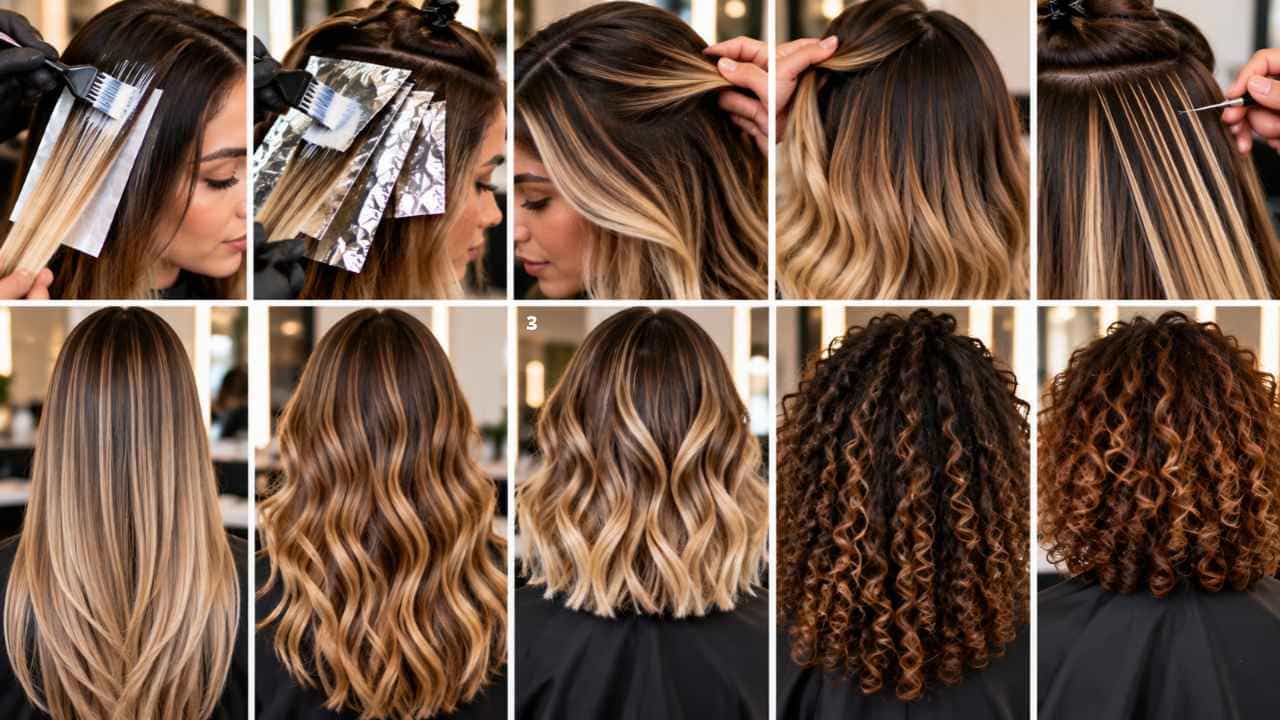 Técnicas de mechas para diferentes tipos de cabelo aplicadas na colorimetria capilar profissional.