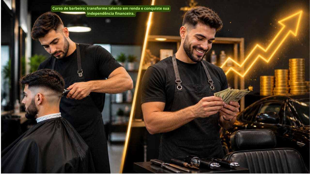 Imagem destacando como o curso de barbeiro pode aumentar a renda por meio de uma profissão valorizada e em constante crescimento.