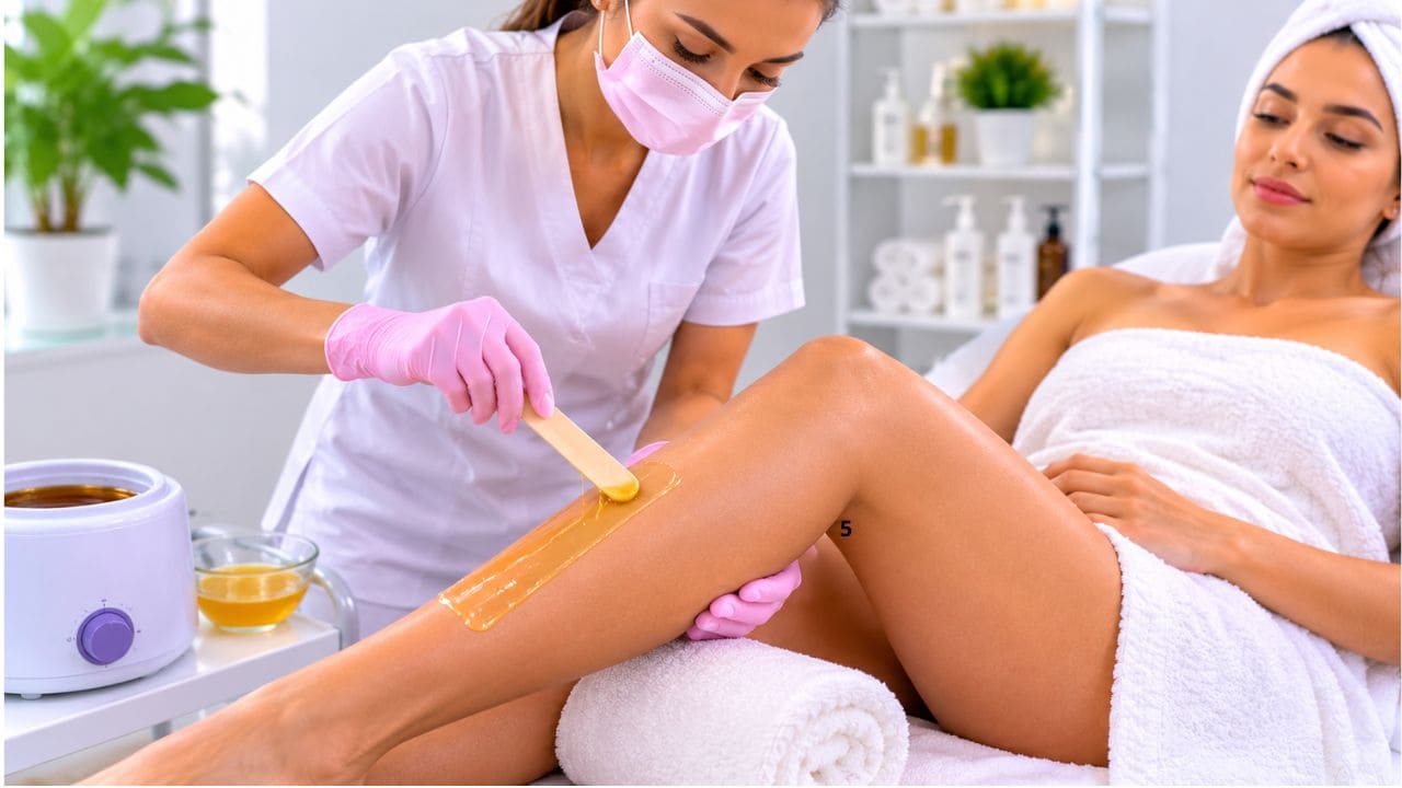 imagem de um curso de depilar com cera gratuita. Profissional ensinando técnicas de depilação com cera em uma aula prática, demonstrando procedimentos básicos para iniciantes na área da estética.