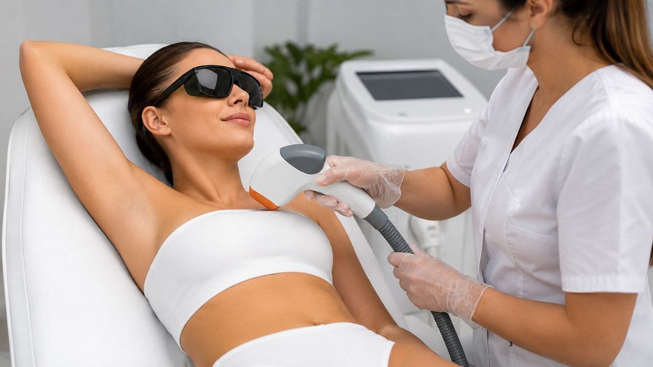 imagem do melhor aprendizado online Profissional realizando procedimento de depilação em cliente em clínica de estética, representando o melhor curso de depilação online para quem deseja aprender a profissão.