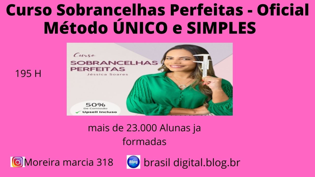 O Curso Sobrancelhas Perfeitas é Completo e foi produzido pela Profissional Designer e Micropigmentadora Jéssica Soares que está atua no segmento da beleza há mais de 7 anos, com mais de 23.000 Alunas ja formadas. O Curso Sobrancelhas Perfeitas é 100% online.São 18 módulos com 27 Vídeo aulas + 4 E-books + Mentoria e Certificado. Composto atualmente por 27 vídeo aulas