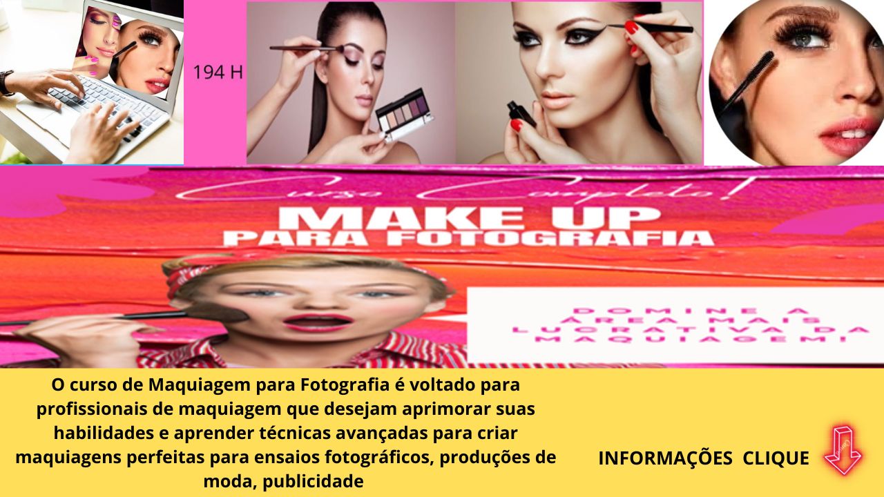 O curso de Maquiagem para Fotografia é voltado para profissionais de maquiagem que desejam aprimorar suas habilidades e aprender técnicas avançadas para criar maquiagens perfeitas para ensaios fotográficos, produções de moda, publicidade e qualquer tipo de fotografia. Durante o curso, os participantes aprenderão a adaptar a maquiagem