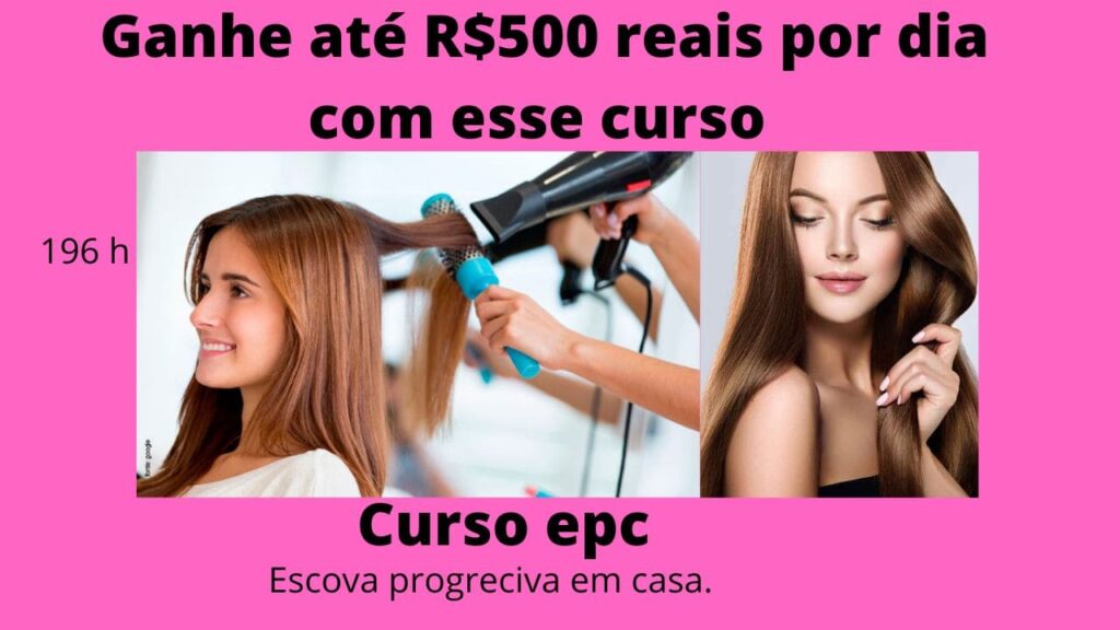 Curso de escova progressiva em casa para aprender a alisar cabelos sozinha."