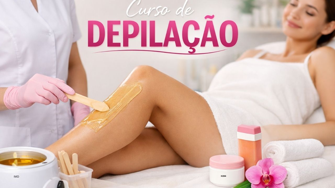 Profissional realizando depilação com cera quente em cliente, representando curso de depilação profissional na área da estética.