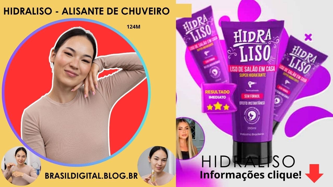 Produto Hidraliso – alisante de chuveiro para alinhar e hidratar os cabelos de forma prática durante o banho.