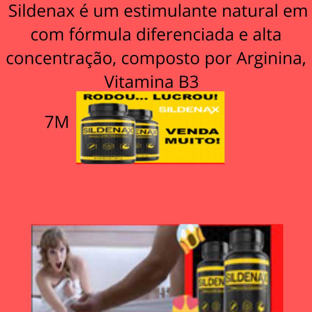 Sildenax é um grande aliado para ajudar da vida íntima, visto que seu composto atua para equalizar os níveis do hormônio sexual masculino, que é responsável pela libido, desejo e performance. Também, Sildenax contribui para maior suprimento sanguíneo e de nutrientes na região pélvica (sexual), otimizando mais a sensibilidade e assim por consequência o vigor.
 Concluindo, Sildenax ajuda a minimizar a falta de disposição devido ao estresse do dia a dia, que é grande responsável por problemas na vida íntima.
 Vantagens / Benefícios: Ajuda na Saúde a Dois. Contribui para Vigor e Desejo
Fórmula Concentrada. Favorece na Disposição Diária
 Como tomar / Como preparar Sildenax Promoção 3 Unidades?
Recomendamos ingerir 1 cápsula 2 vezes ao dia. Indicado para adultos maiores de 19 anos.
 Composição Sildenax Promoção 3 Unidades:O que é Sildenax e para que serve,
